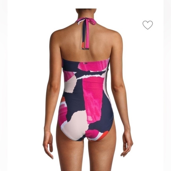 NWT DKNY Halter One Piece Swimsuit Abstract Print - Picture 3 of 14